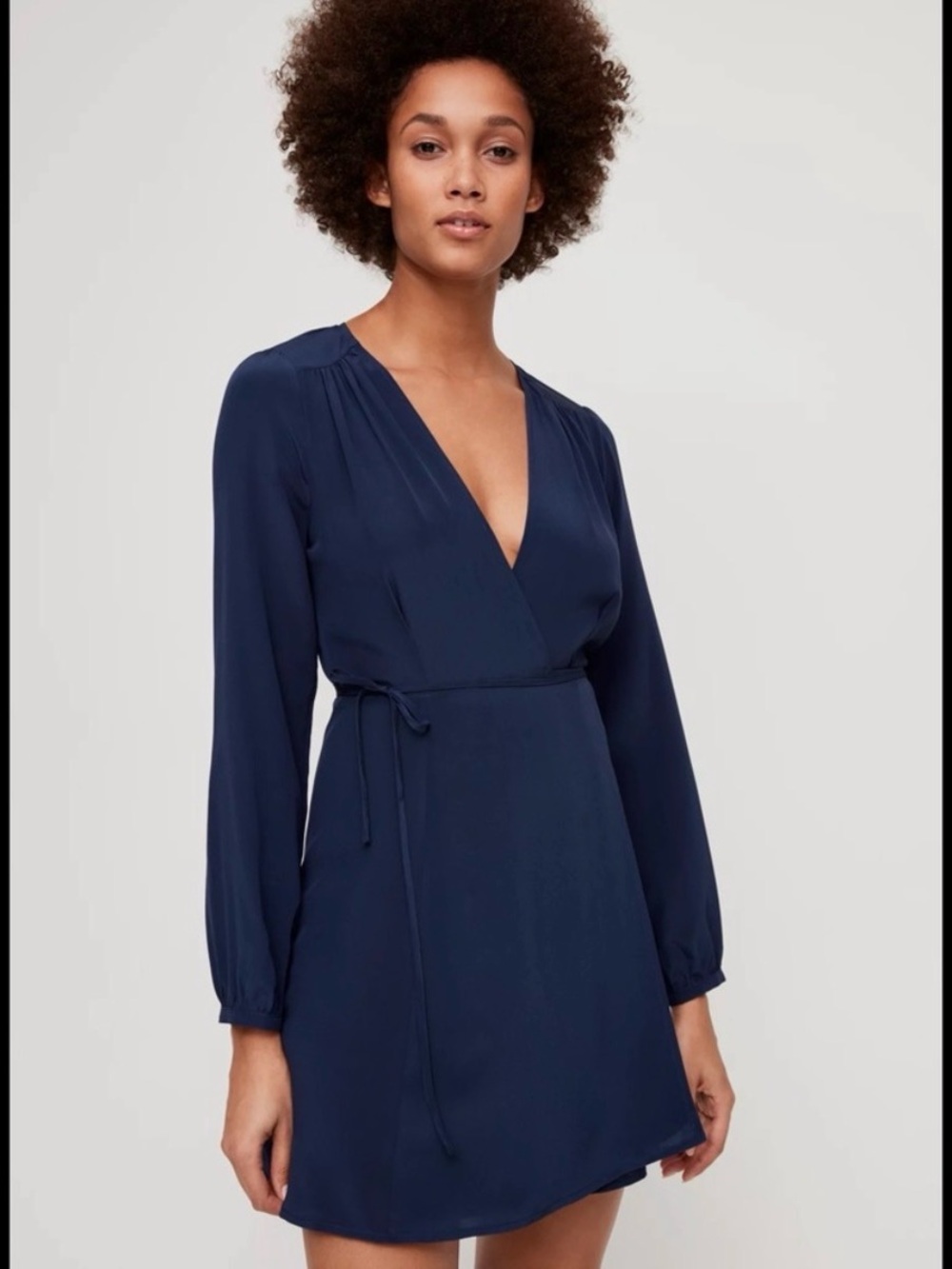 Aritzia Wilfred Diane Navy Wrap Dress